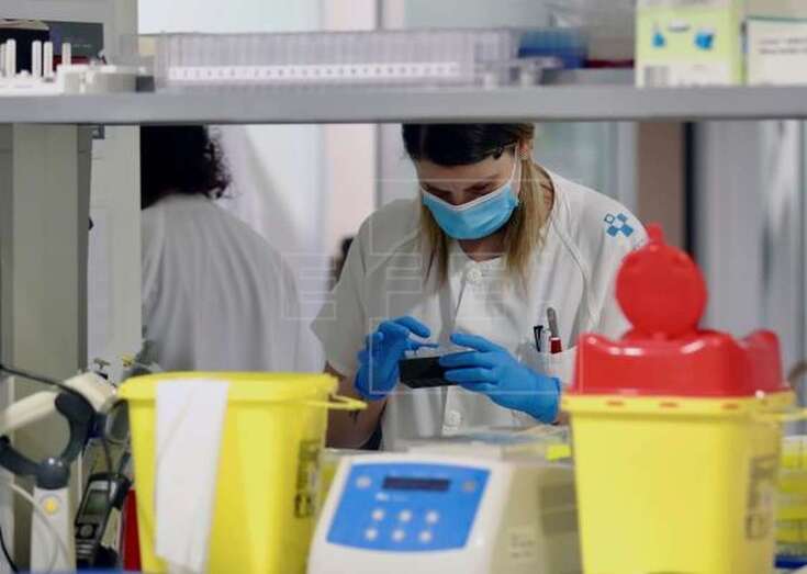 Imagen de archivo de técnicos sanitarios con pruebas de diagnóstico del tipo PCR (Foto EFE / J.L. Cereijido)